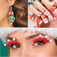 Weihnachtsnägel, -wimpern und Modeschmuck