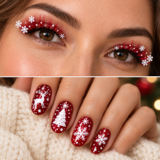Weihnachtsnägel und wimpern