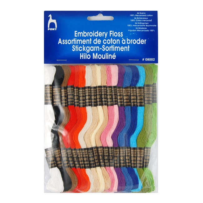 Mouliné-Stickgarn in sortierten Farben 7 m - Pony - 36 Strähnen