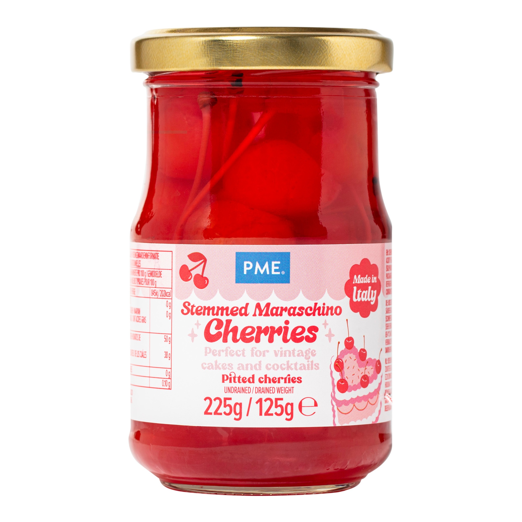 Rote Maraschino-Kirschen mit Stiel 225 g