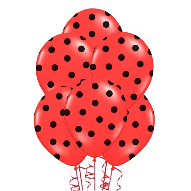 Latex Luftballons mit schwarzen Punkten 30 cm - PartyDeco - 50 Stk.