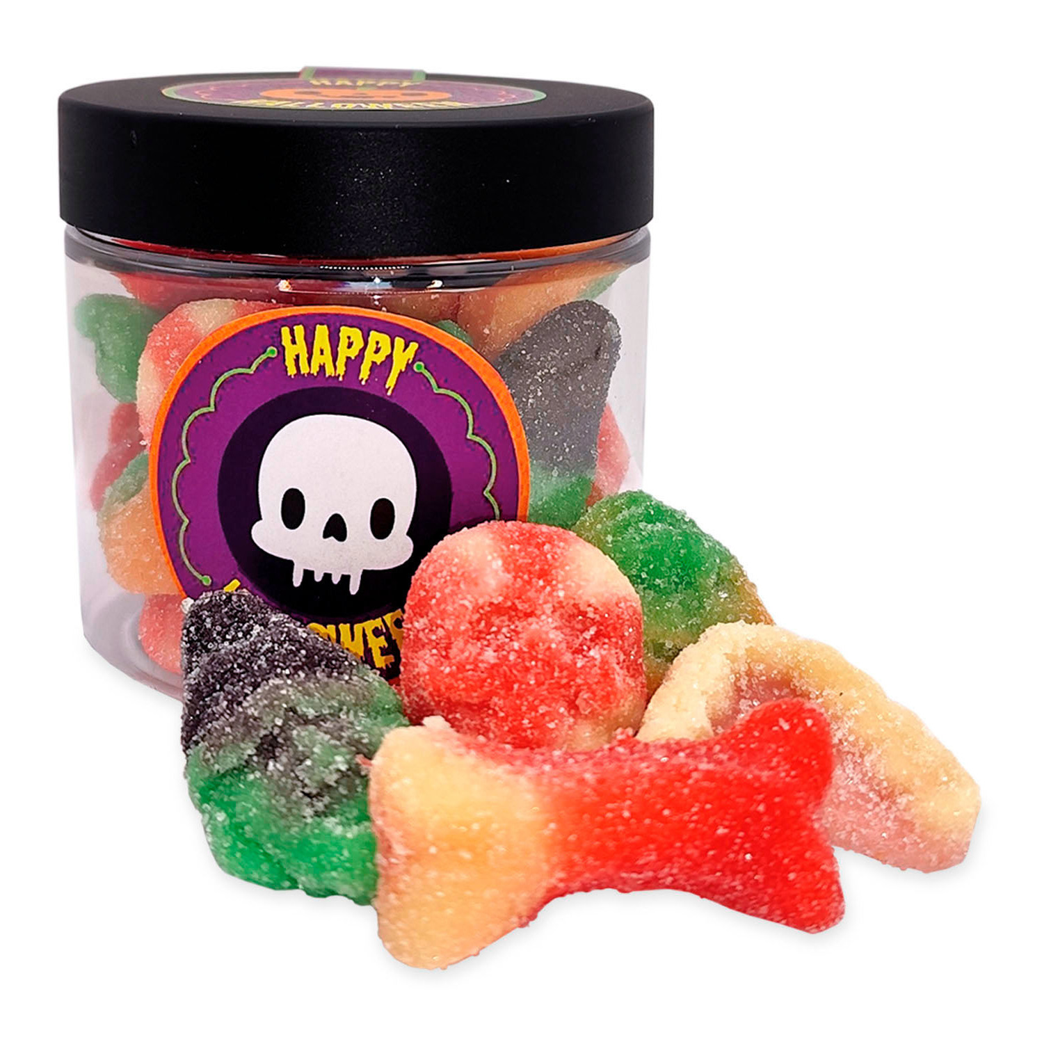 Glas mit Süßigkeiten für ein fröhliches Halloween, 100 g - 1 Stück