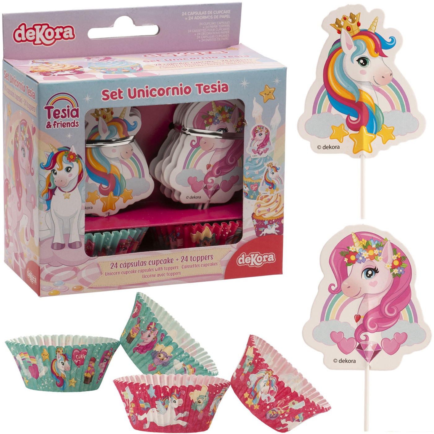 Einhorn-Cupcake-Kapseln und Picks - 24 Stück - 2