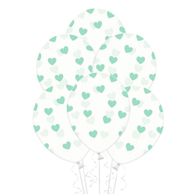 Transparente Latexballons mit Herzen 30 cm - PartyDeco - 6 Stück