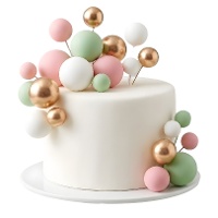 Torten-Topper mit rosa, grünen und goldenen Kugeln - 32 Stück