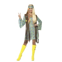 Hippie-Kostüm mit Weste für Frauen