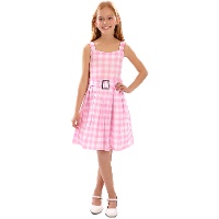 Mädchenkostüm: Trägerkleid im rosa-weißen Vichy-Karo für Mädchen