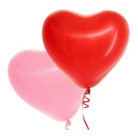 Herzförmige Latexballons in Rot und Rosa, 28 cm - 6 Stück