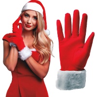 Weihnachtliche rote und weiße Handschuhe