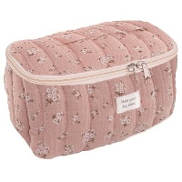 Kosmetiktasche in Rosa mit Blumen, 20 x 12 x 12 cm