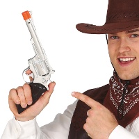 Versilberte Cowboy-Pistole - 29 cm