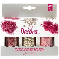 Set mit verschiedenen silbernen und rosa Streuseln - 85 gr