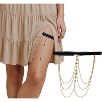 Strumpfband mit Ketten und bunten Steinen