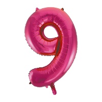 Zahlenballon 9, dunkelrosa, 86 cm - 1 Stück