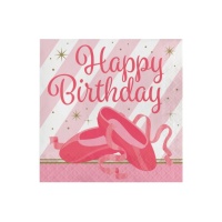 Happy Birthday Ballerina Servietten 16,5 x 16,5 cm - 16 Stk.