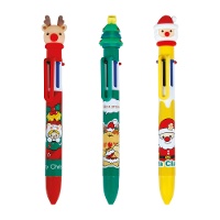 Weihnachtlicher 4-Farben-Kugelschreiber mit weihnachtlichen Motiven - 1 Stück