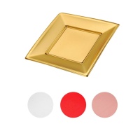 17 cm große quadratische Metallteller aus Kunststoff - 4 Stück.