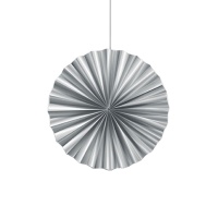 Runder Fächer-Anhänger aus metallisiertem Silber, 35 cm