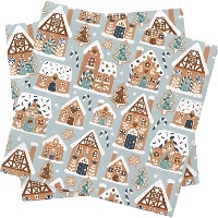 Servietten 16,5 x 16,5 cm mit Lebkuchenhäuschen und Bäumen - 20 Stück