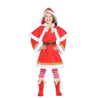 Weihnachtsmann Kostüm mit Umhang für Mädchen