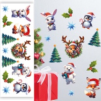 Selbstklebende Wanddekoration mit weihnachtlichen Tieren, 70 x 25 cm