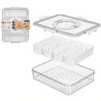 Luftdichte Aufbewahrungsbox mit 4 Einsätzen und weißem Griff, 3,2 L