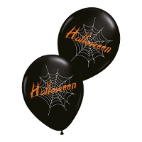 Halloween-Latexballons mit Spinnennetz - 6 Stück
