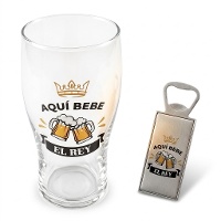 Glas 435 ml und Flaschenöffner von Der König - 2 Stück