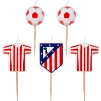 Kerzen Atlético de Madrid - Wappen und Bälle, 5 Stück