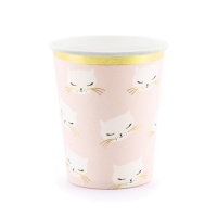 Rosa Kätzchen Becher 200ml - 6 Stück