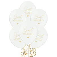 Just married weißer Latexballon 30 cm - PartyDeco - 6 Stück