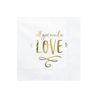 Weiße Love-Servietten 16,5 x 16,5 cm - 20 Stück