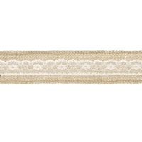 Raffiaband mit Spitze in der Mitte 5 cm - 5 m