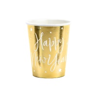 Goldene Happy New Year Becher 220 ml - 6 Stück