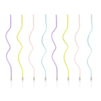 Mehrfarbige pastellfarbene lange Spiralkerzen 14,5 cm - 8 Stück