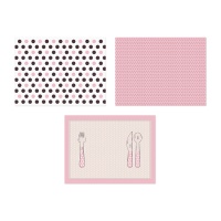 Rosa und gepunktete Tischsets 30 x 40 cm - 6 Stück