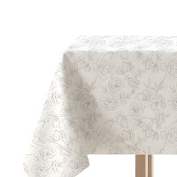 Stofftischdecke 2,50 x 1,45 m aus Stoff mit Blumen und Blättern