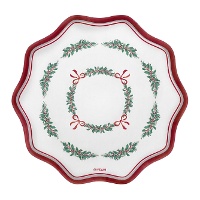 Tablett mit 33 cm Durchmesser mit Mistelzweig und roter Schleife - 2 Stück