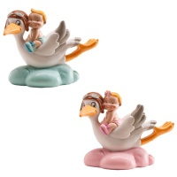 Tortenaufleger mit fliegendem Storch und Baby - 9 cm