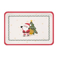 Tabletts 34 x 25 cm aus Pappe mit rotem und weißem Weihnachtsmann-Design - 2 Stück