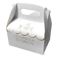 Kartonbox zu meiner ersten Kommunion mit Taube und goldenem Kelch - 2 Stück