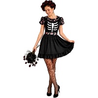 Schwarzes Catrina-Kostüm für Damen