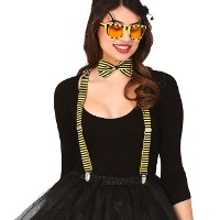 Set aus Brille, Fliege und Hosenträger Biene für Erwachsene