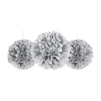 Pompon-Anhänger aus Papier - 3 Stück.