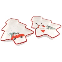 Keramik Weihnachtsbaumteller mit Weihnachtsmann-Motiv - 1 Stück, 22,6 cm