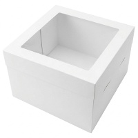 Weiße Tortenbox 20 x 20 x 20 cm mit Sichtfenster im Deckel