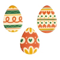 Dekorierte Osterei-Figuren aus weißer Schokolade - 3,5 x 2,6 cm, 135 Stück