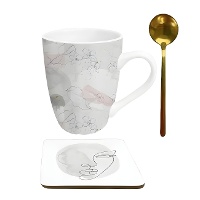 Line Art 300 ml Becher mit Löffel und Tassenhalter