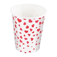 Pappbecher mit roten Herzen - 8 Stück
