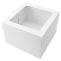 Weiße Tortenschachtel 25 x 25 x 25 cm mit Sichtfenster im Deckel